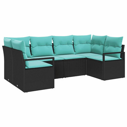 Set di divani con cuscino 6 pcs Nero Rattan in Polipropilene | homemem39