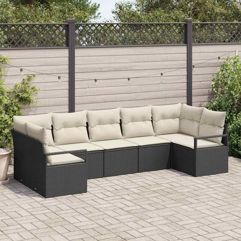 Set di divani 7 pz Nero polyrattan | homemem39