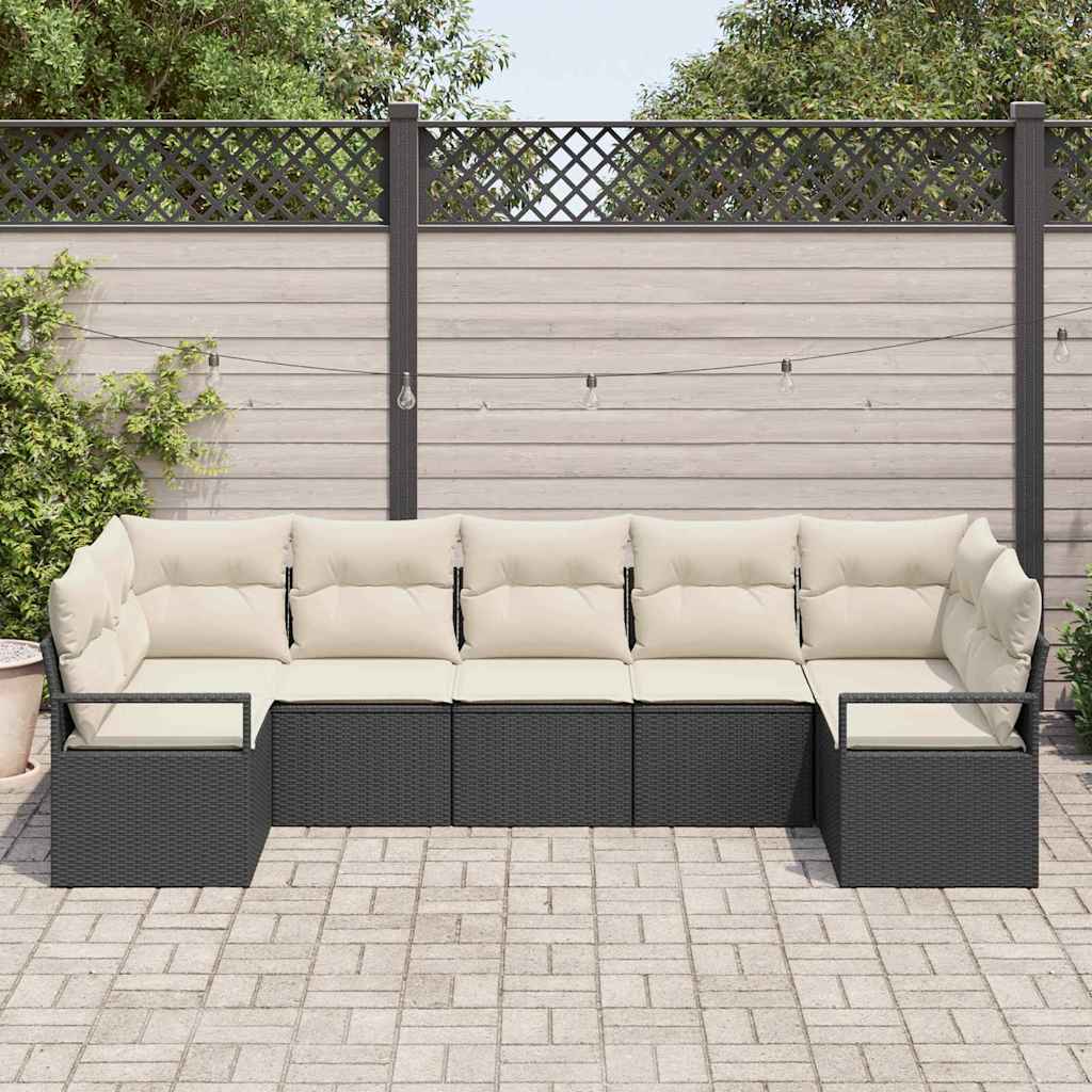 Set di divani 7 pz Nero polyrattan | homemem39
