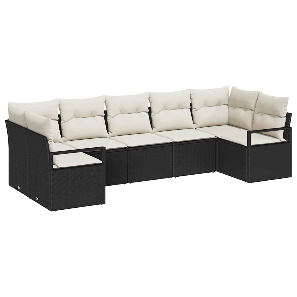 Set di divani 7 pz Nero polyrattan | homemem39