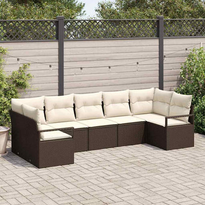Set di divani con cuscino 7 pcs Marrone polyrattan | homemem39