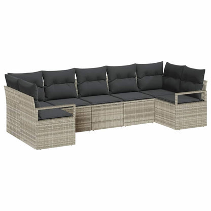 Set di divani con cuscino 7 pcs Grigio chiaro polyrattan | homemem39