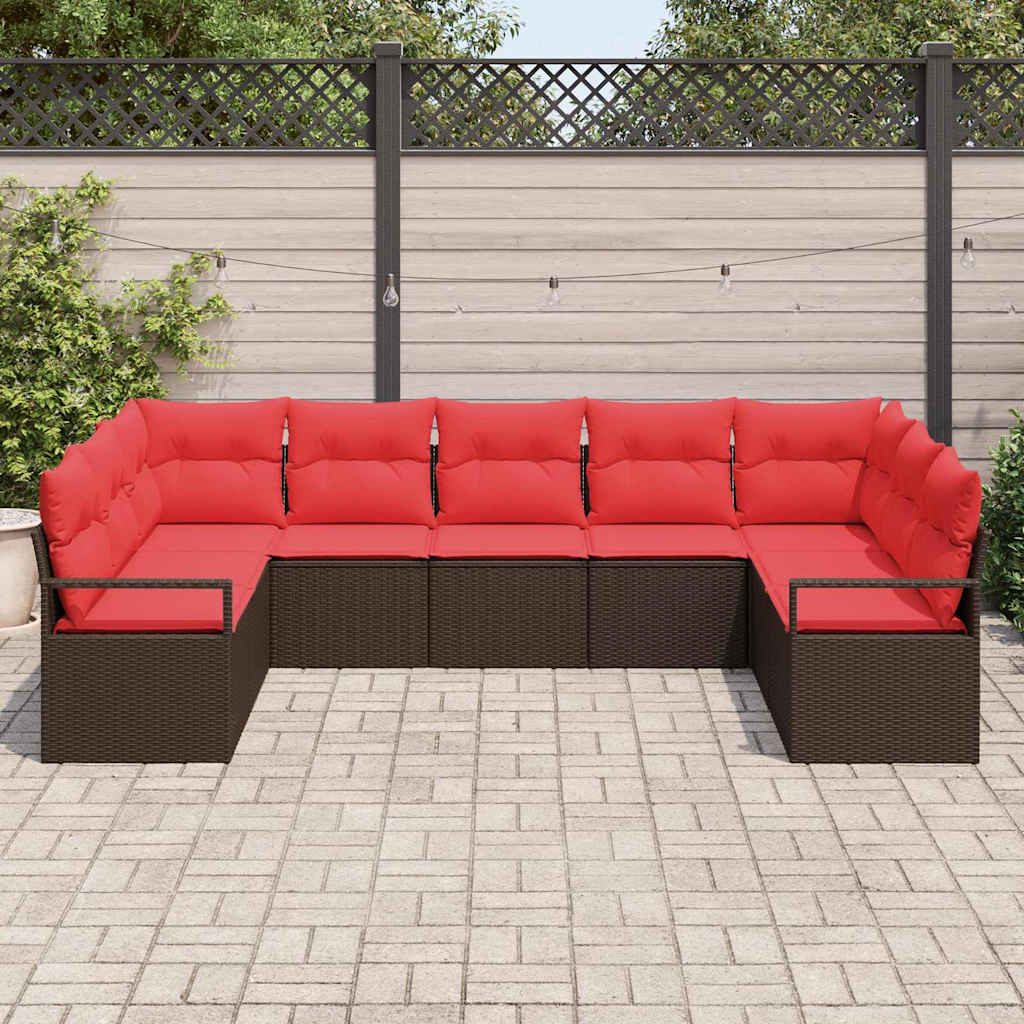 Set di divani con cuscino 7 pcs Marrone polyrattan | homemem39