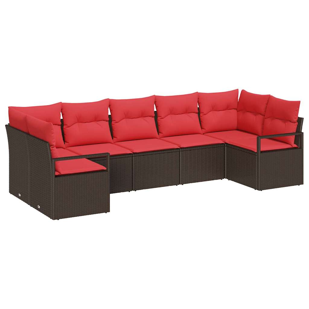 Set di divani con cuscino 7 pcs Marrone polyrattan | homemem39