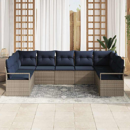 Set di divani con cuscino 7 pcs Grigio polyrattan | homemem39