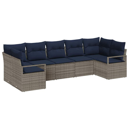 Set di divani con cuscino 7 pcs Grigio polyrattan | homemem39