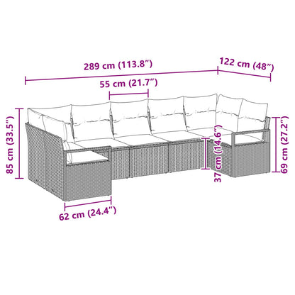 Set di divani con cuscino 7 pcs Grigio polyrattan | homemem39