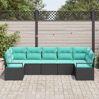 Set di divani con cuscino 7 pcs Nero polyrattan | homemem39