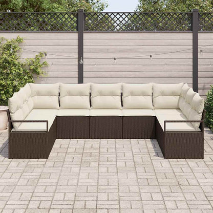 Set di divani con cuscino 9 pcs Marrone polyrattan | homemem39
