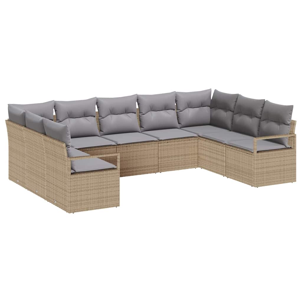 Set di divani con cuscino 9 pcs Beige polyrattan | homemem39
