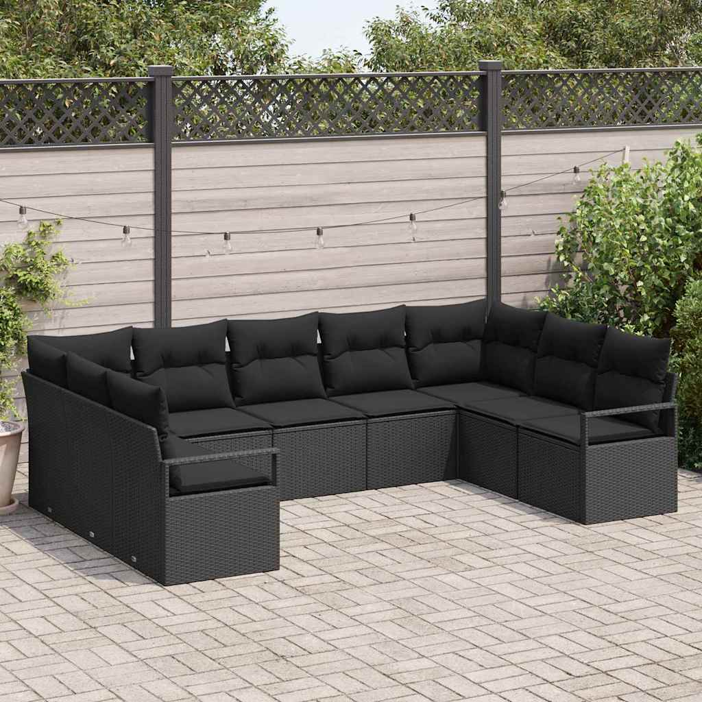 Set di divani 9 pz Nero polyrattan | homemem39