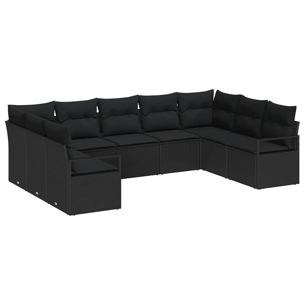 Set di divani 9 pz Nero polyrattan | homemem39