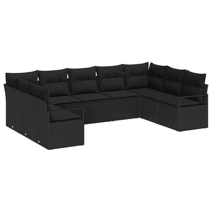 Set di divani 9 pz Nero polyrattan | homemem39