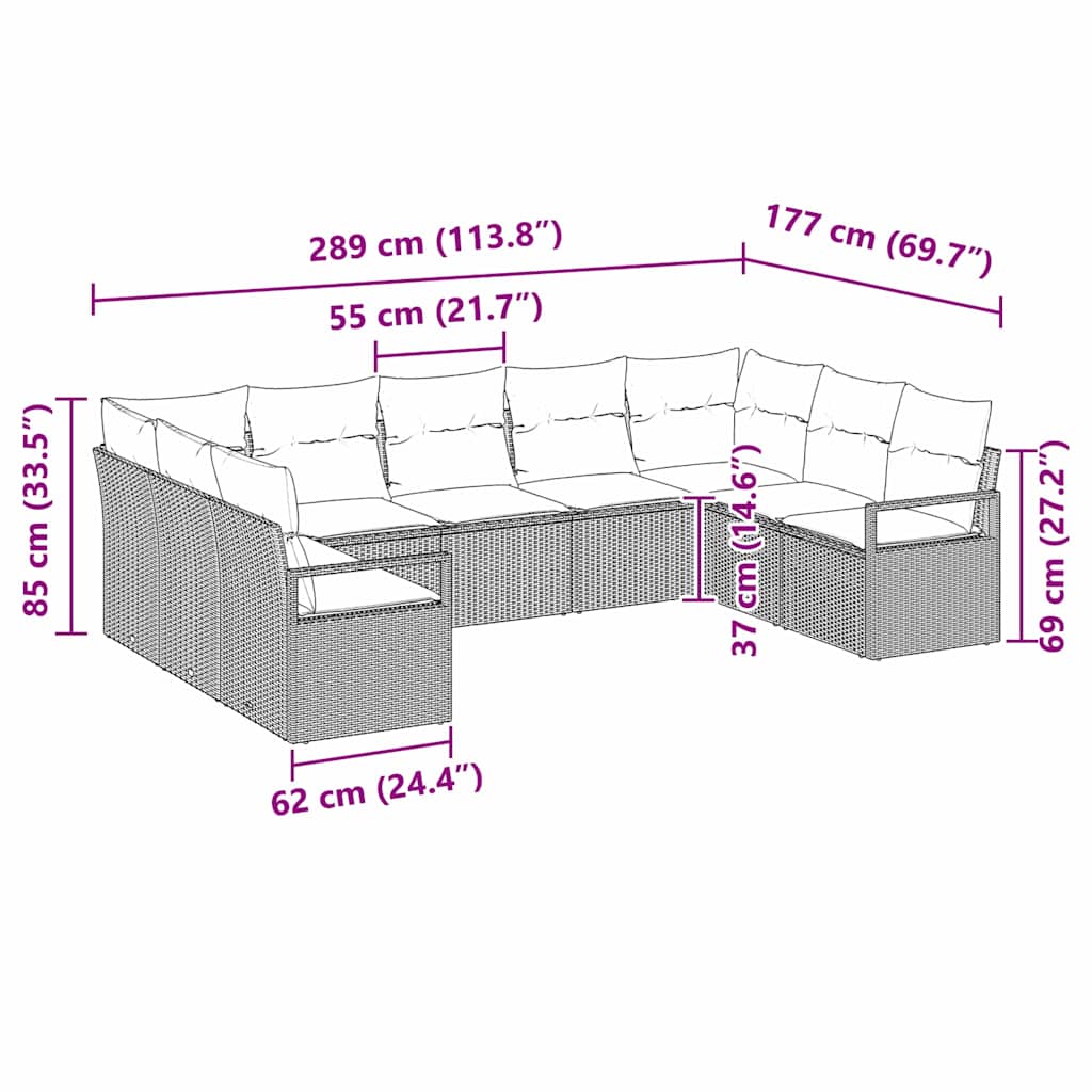Set di divani 9 pz Nero polyrattan | homemem39
