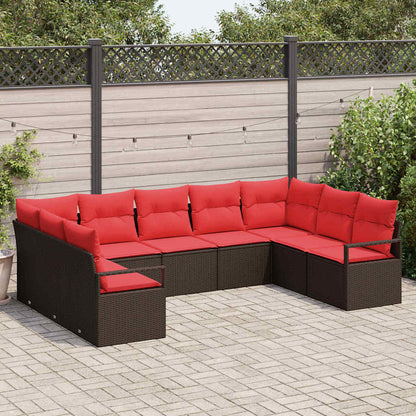 Set di divani con cuscino 9 pcs Marrone polyrattan | homemem39