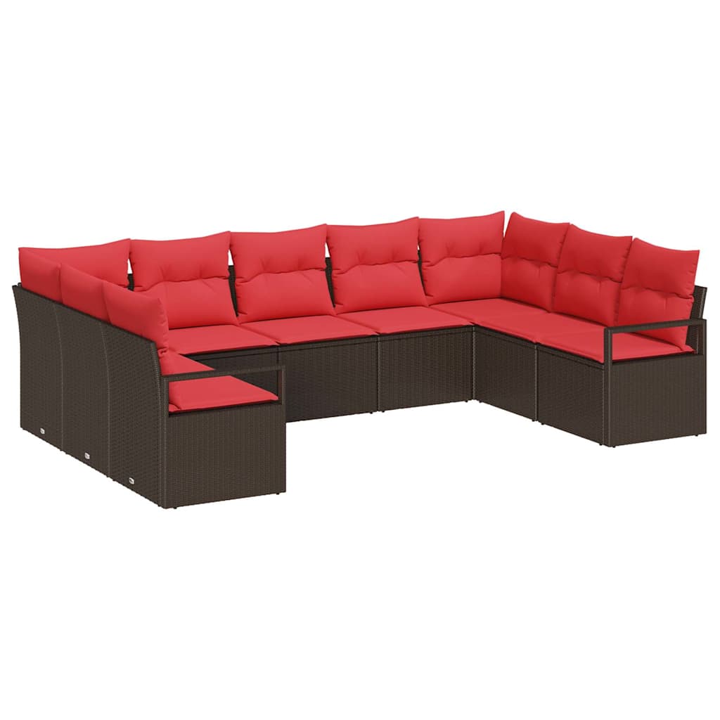 Set di divani con cuscino 9 pcs Marrone polyrattan | homemem39