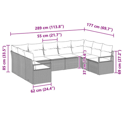 Set di divani con cuscino 9 pcs Marrone polyrattan | homemem39