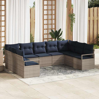 Set di divani con cuscino 9 pcs Grigio polyrattan | homemem39