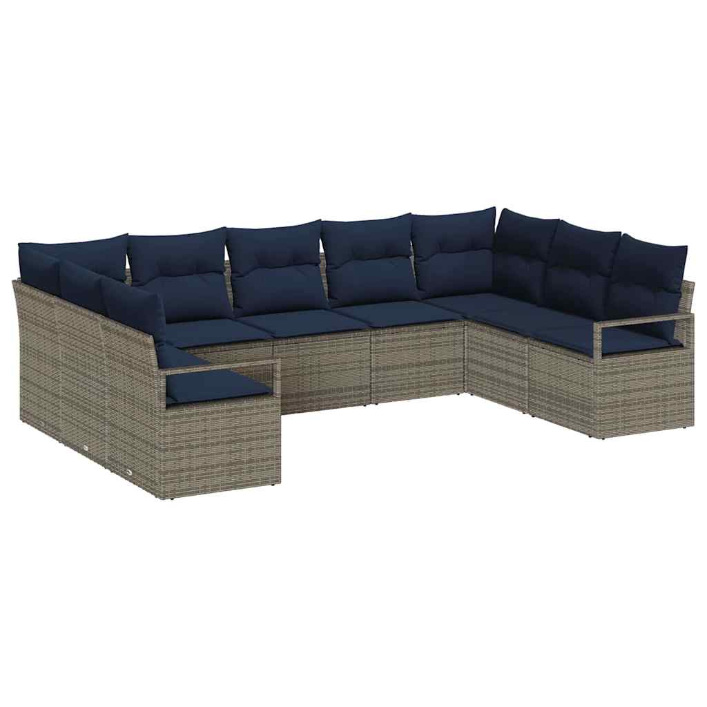Set di divani con cuscino 9 pcs Grigio polyrattan | homemem39