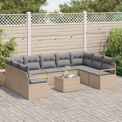 Set di divani con cuscino 10 pcs Beige polyrattan | homemem39