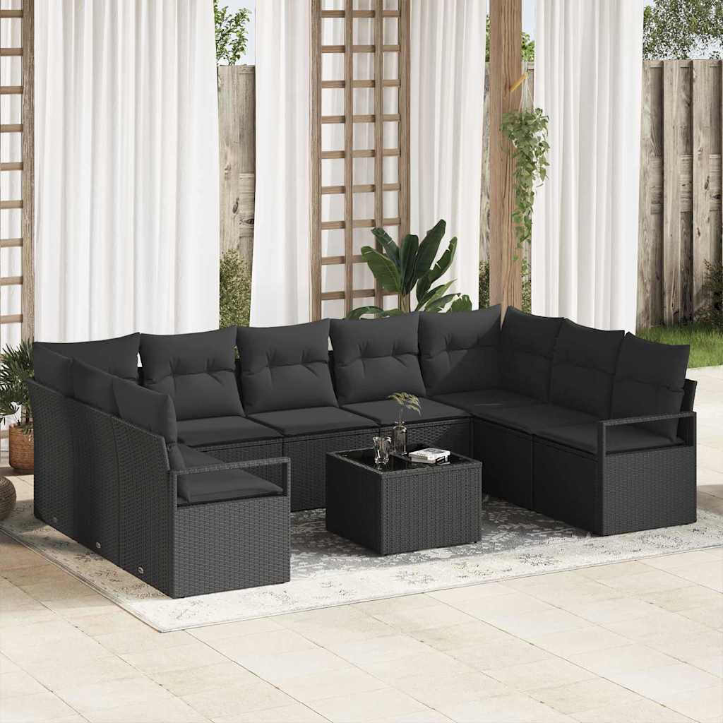 Set di divani 10 pz Nero polyrattan | homemem39