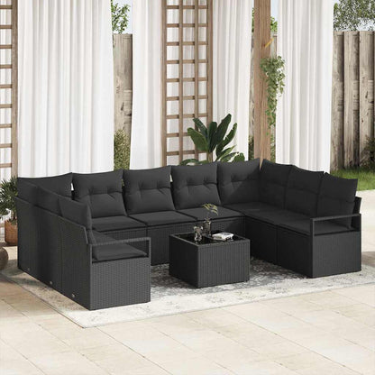 Set di divani 10 pz Nero polyrattan | homemem39