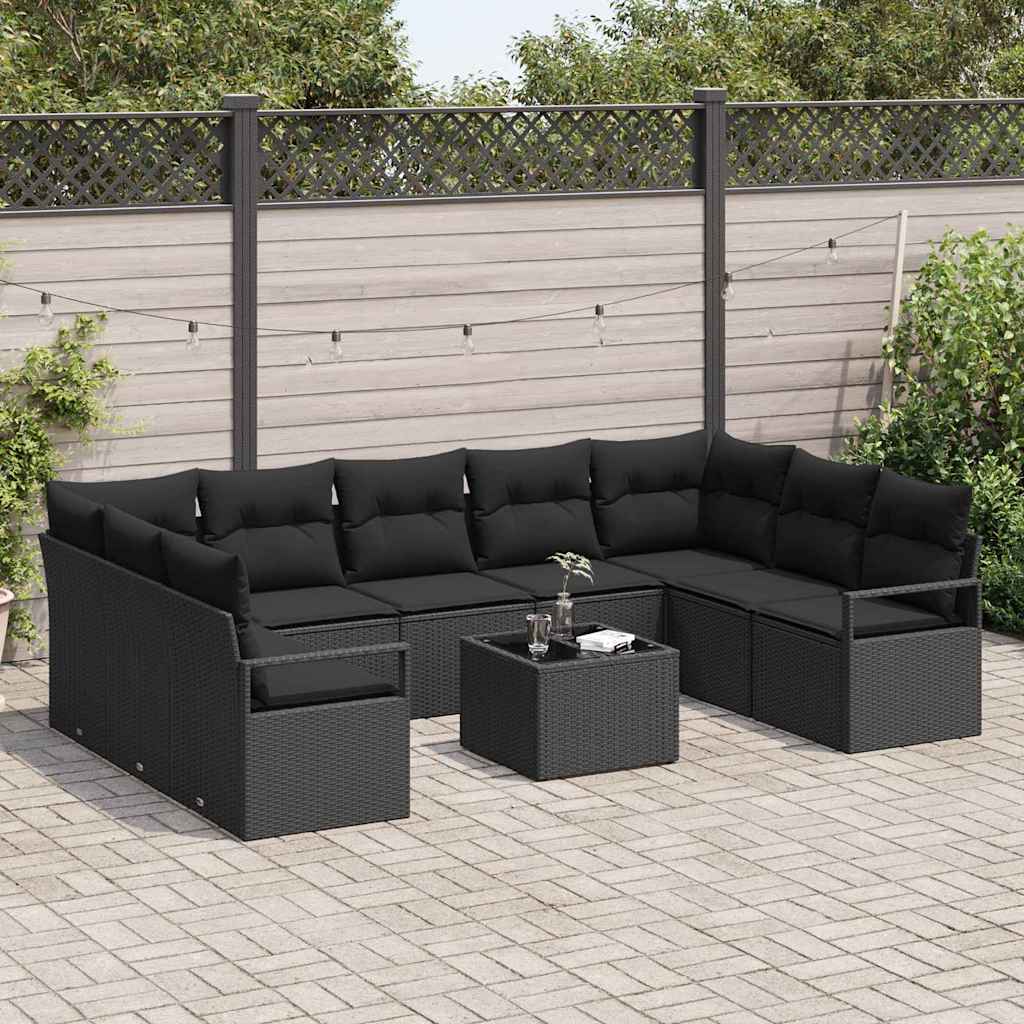 Set di divani 10 pz Nero polyrattan | homemem39