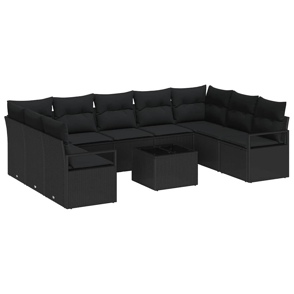 Set di divani 10 pz Nero polyrattan | homemem39