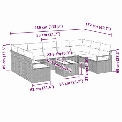 Set di divani 10 pz Nero polyrattan | homemem39