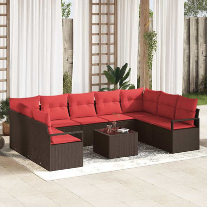 Set di divani con cuscino 10 pcs Marrone polyrattan | homemem39