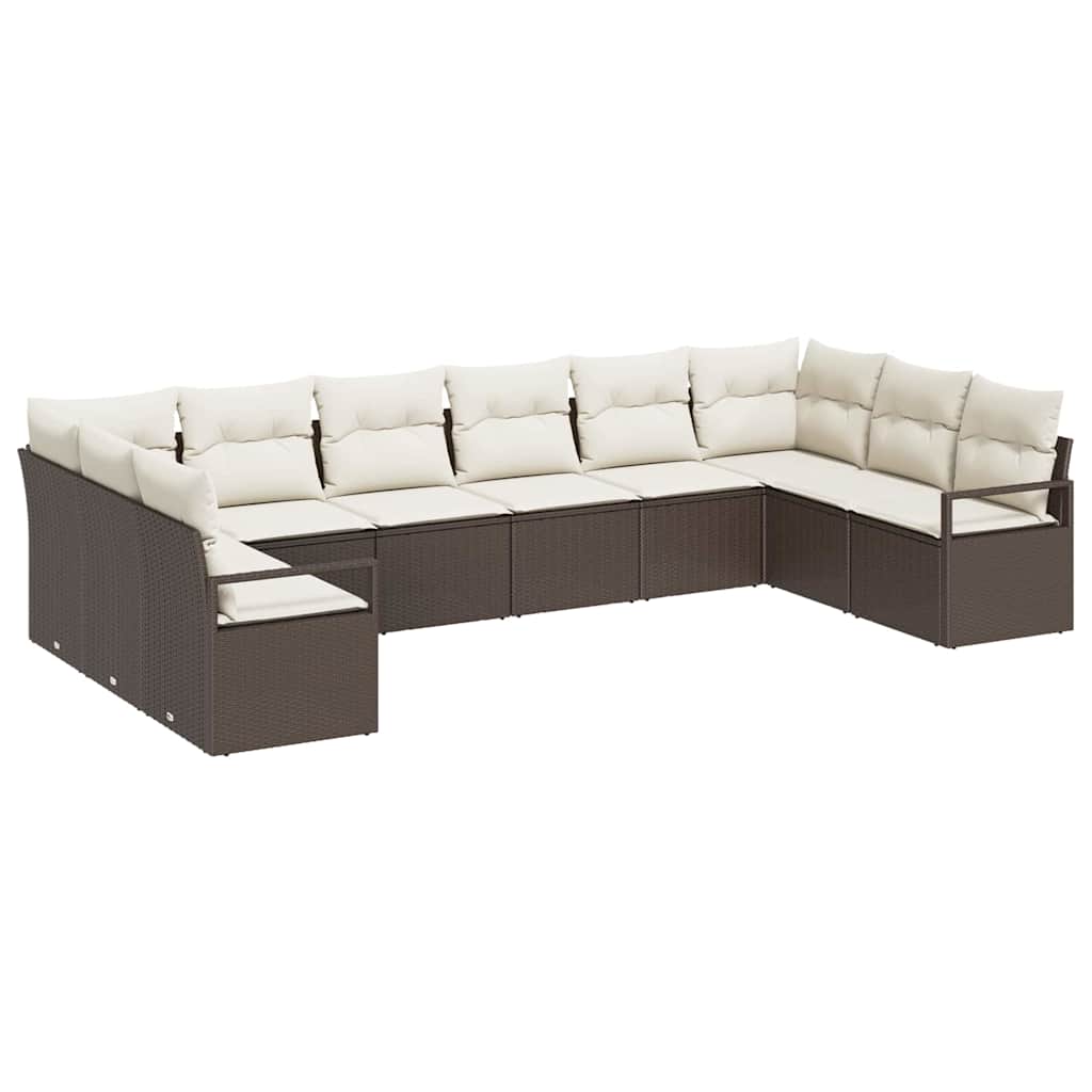 Set di divani con cuscino 10 pcs Marrone polyrattan | homemem39