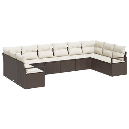 Set di divani con cuscino 10 pcs Marrone polyrattan | homemem39