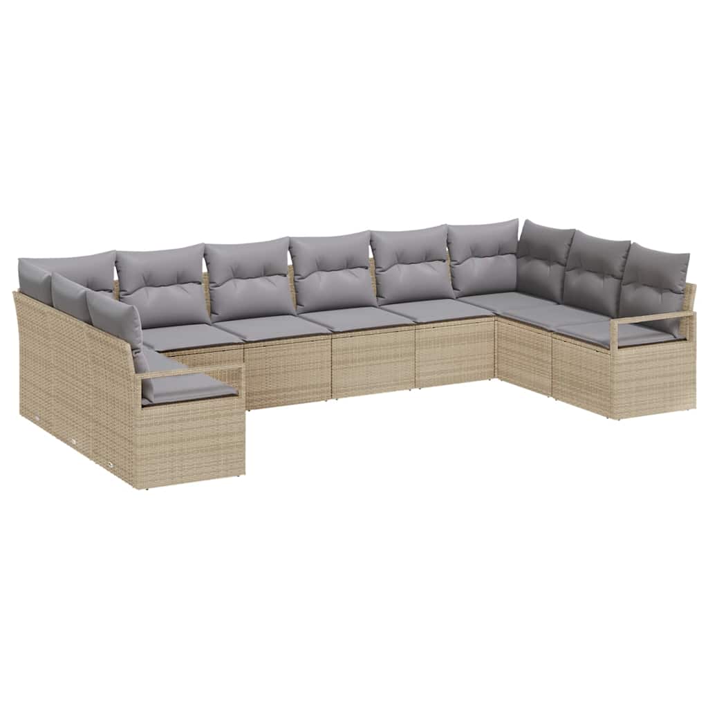 Set di divani con cuscino 10 pcs Beige polyrattan | homemem39