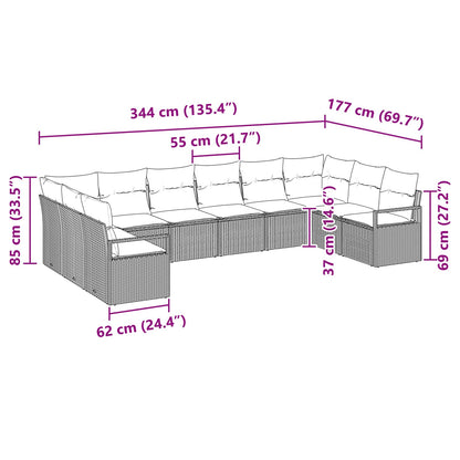 Set di divani con cuscino 10 pcs Marrone polyrattan | homemem39