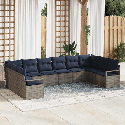 Set di divani con cuscino 10 pcs Grigio polyrattan | homemem39