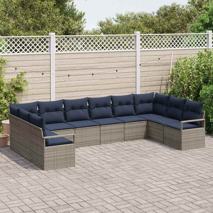 Set di divani con cuscino 10 pcs Grigio polyrattan | homemem39