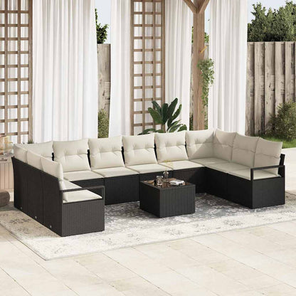 Set di divani con cuscino 11 pcs Nero polyrattan | homemem39
