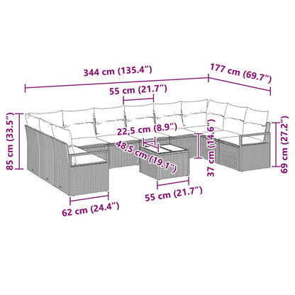 Set di divani con cuscino 11 pcs Nero polyrattan | homemem39