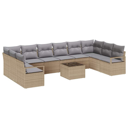 Set di divani con cuscino 11 pcs Beige polyrattan | homemem39