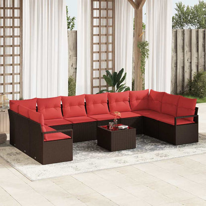 Set di divani con cuscino 11 pcs Marrone polyrattan | homemem39