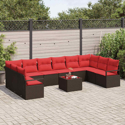 Set di divani con cuscino 11 pcs Marrone polyrattan | homemem39