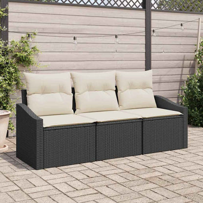Set di divani con cuscino 3 pcs Nero polyrattan | homemem39