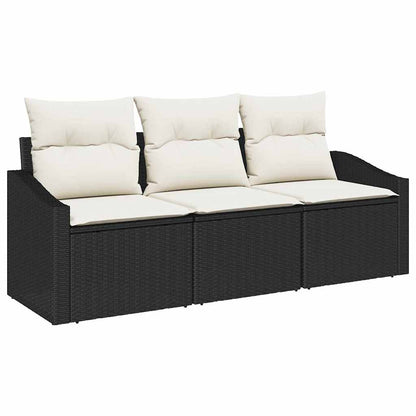 Set di divani con cuscino 3 pcs Nero polyrattan | homemem39