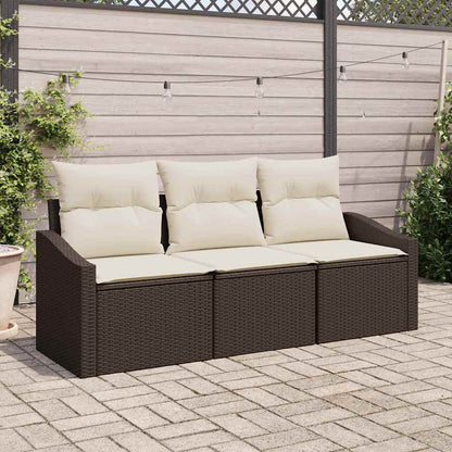 Set di divani con cuscino 3 pcs Marrone polyrattan | homemem39