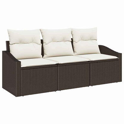 Set di divani con cuscino 3 pcs Marrone polyrattan | homemem39