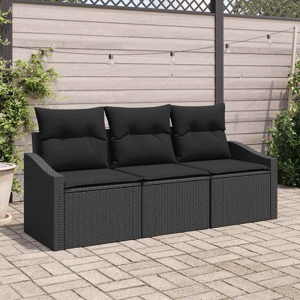 Set di divani 3 pz Nero polyrattan | homemem39
