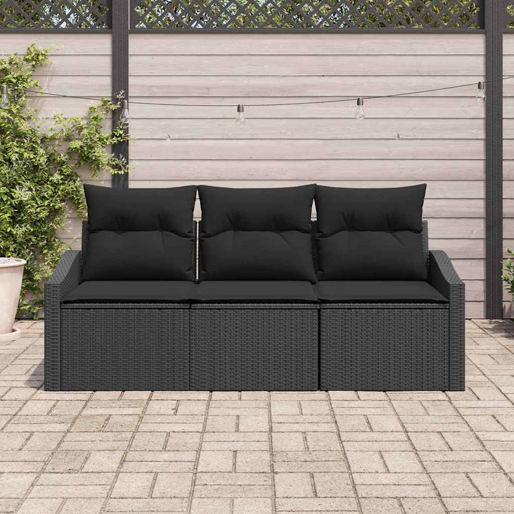Set di divani 3 pz Nero polyrattan | homemem39