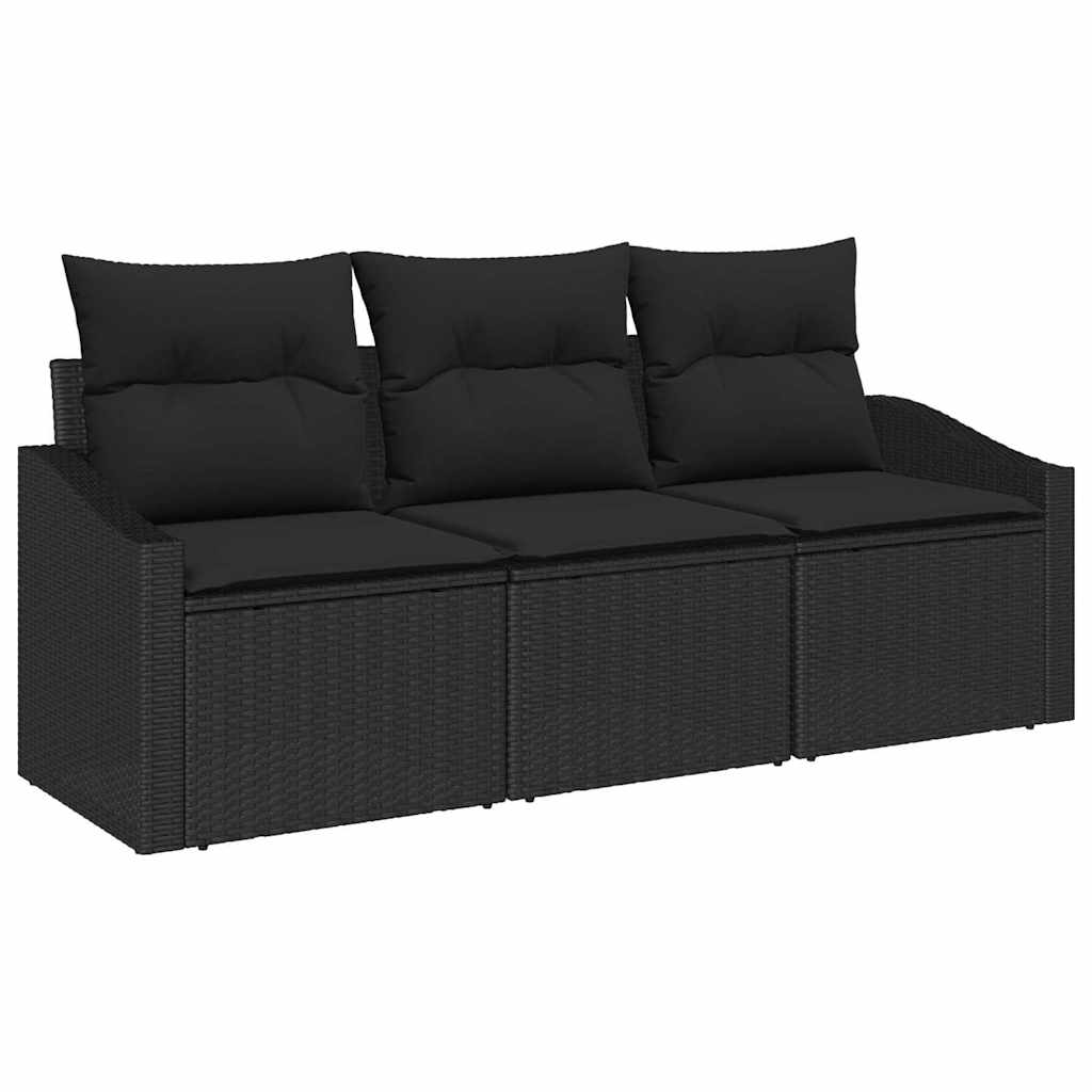 Set di divani 3 pz Nero polyrattan | homemem39