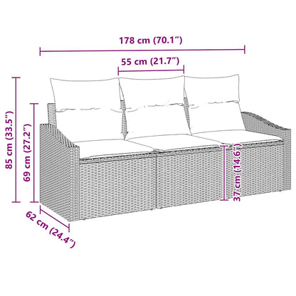Set di divani 3 pz Nero polyrattan | homemem39