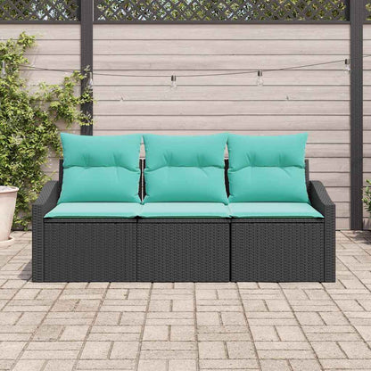 Set di divani con cuscino 3 pcs Nero polyrattan | homemem39